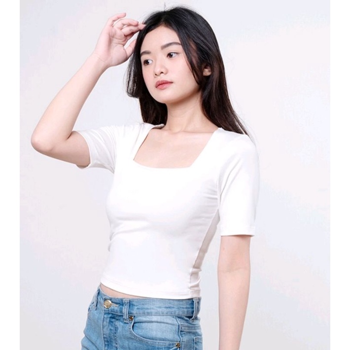 ATASAN TOP KOREAN PUFFI PENDEK/Puffi PDK-Putih