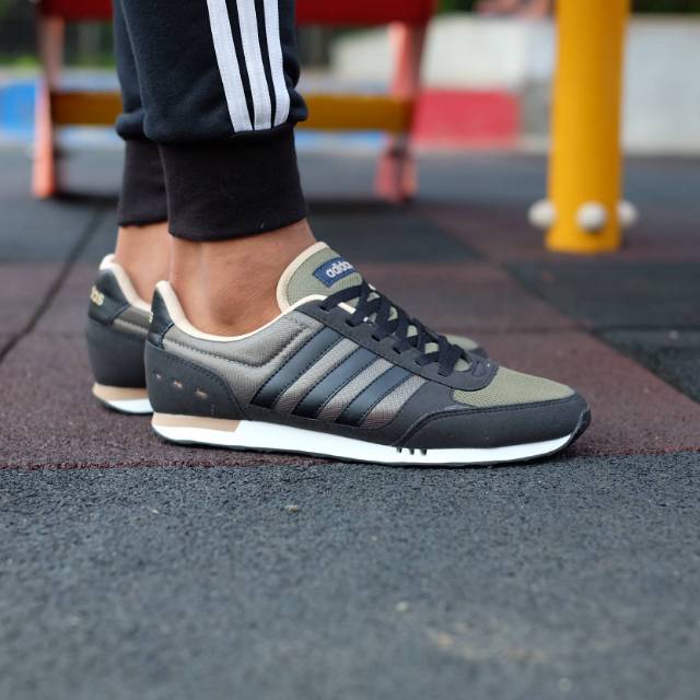 Adidas neo city racer black olive green original indonesia