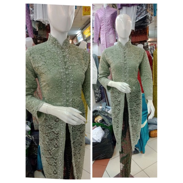 kebaya ibu besan model tunik(full puring)-Bju y aja ijo sage