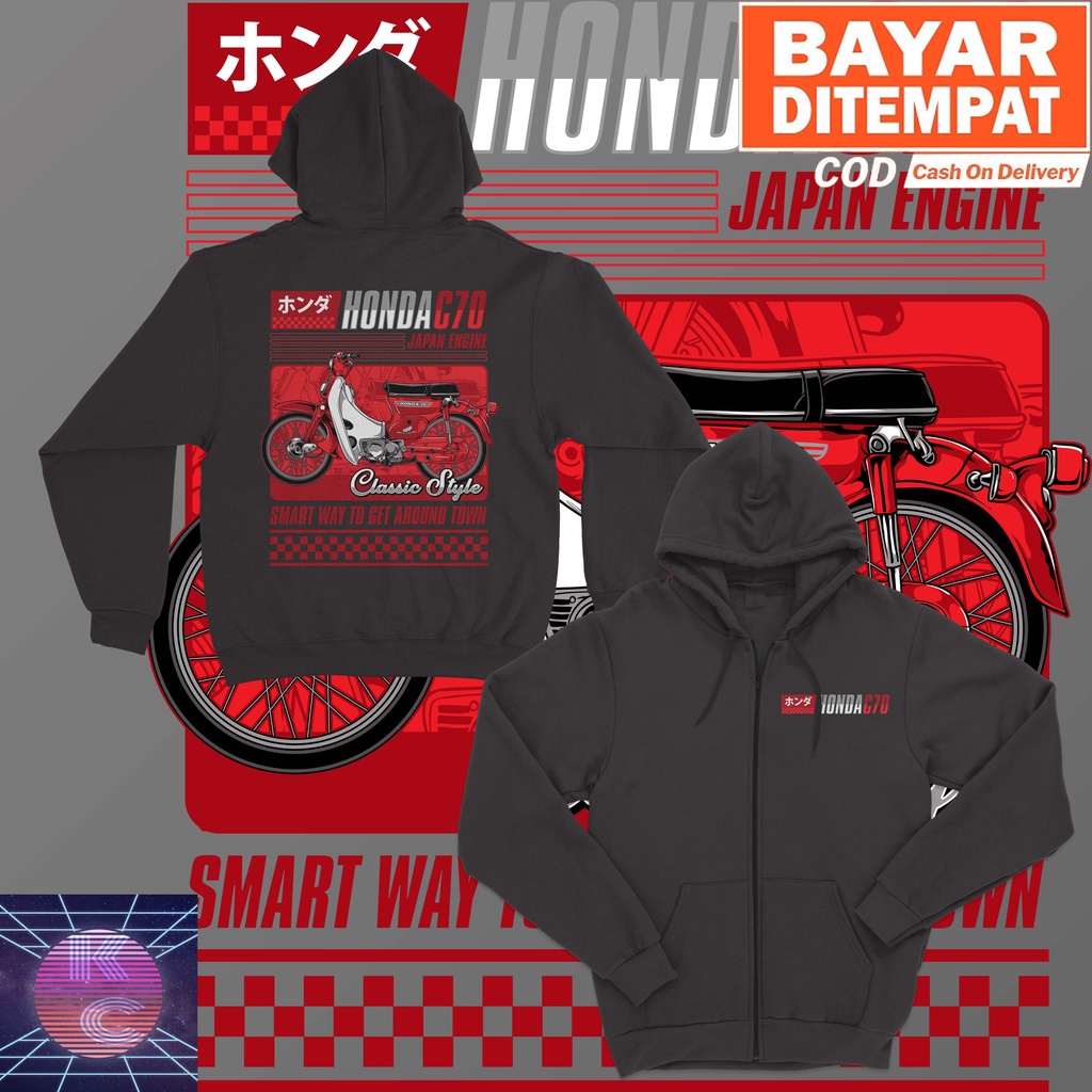 JAKET ZIPPER HONDA C70 CLASSIC STYLE BIG SIZE JUMBO JAKET C70 PRIA WANITA