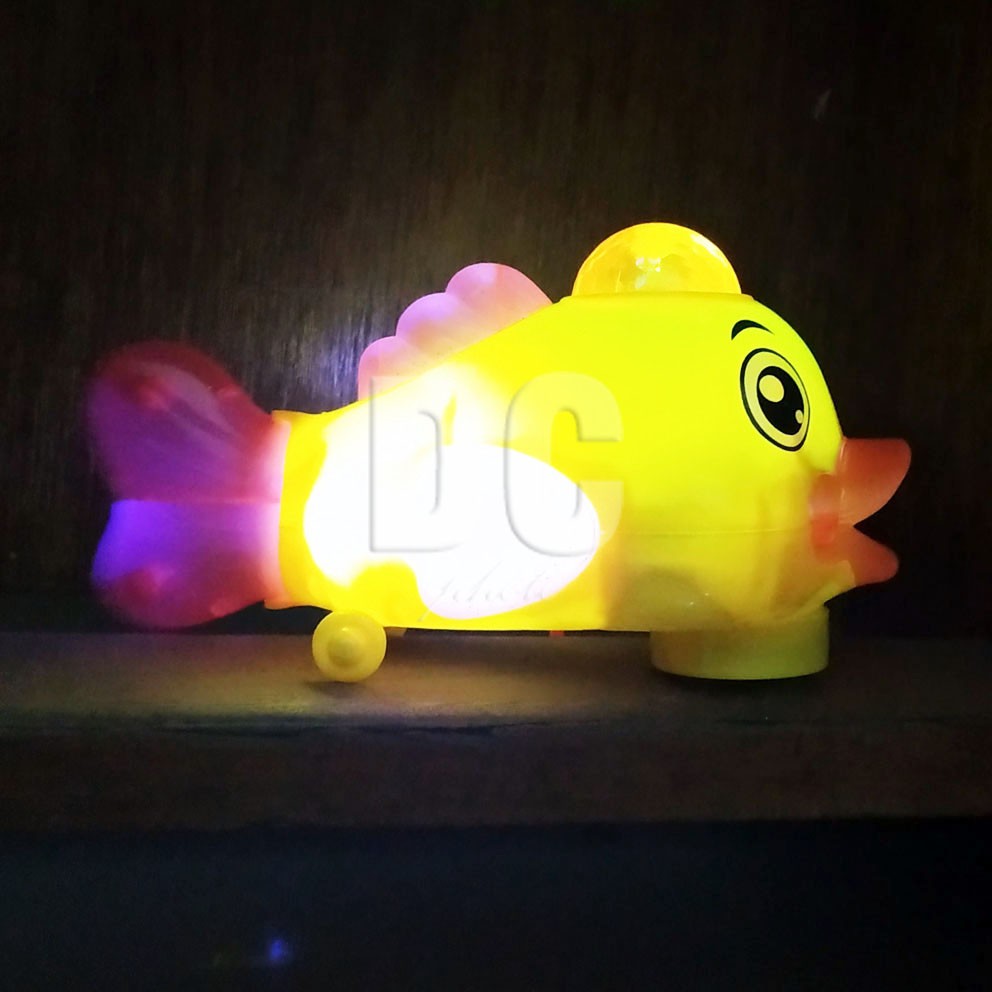 Mainan Anak Funny Fish 3D Light | Ikan Bisa Jalan &amp; Ekor Goyang Dengan Lampu &amp; Musik