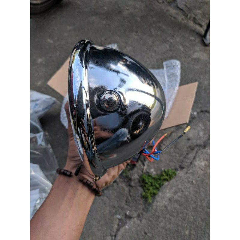 lampu pesek/jute kaca bening batok chrome