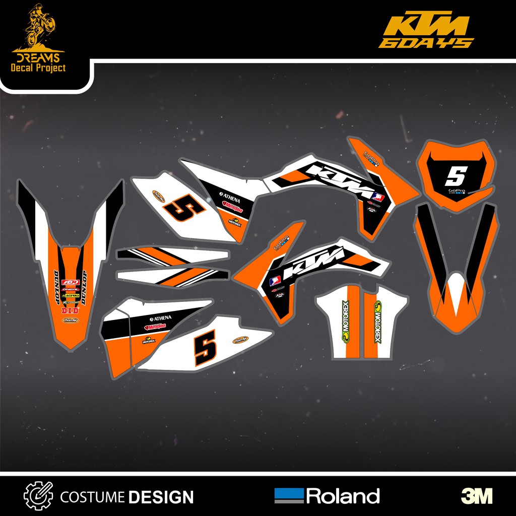 Decal KTM 250 SIX DAYS Putih Orange