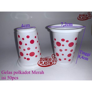 50pcs GELAS POLKADOT MERAH cup plastik unik bola bola polkadot minum pesta party