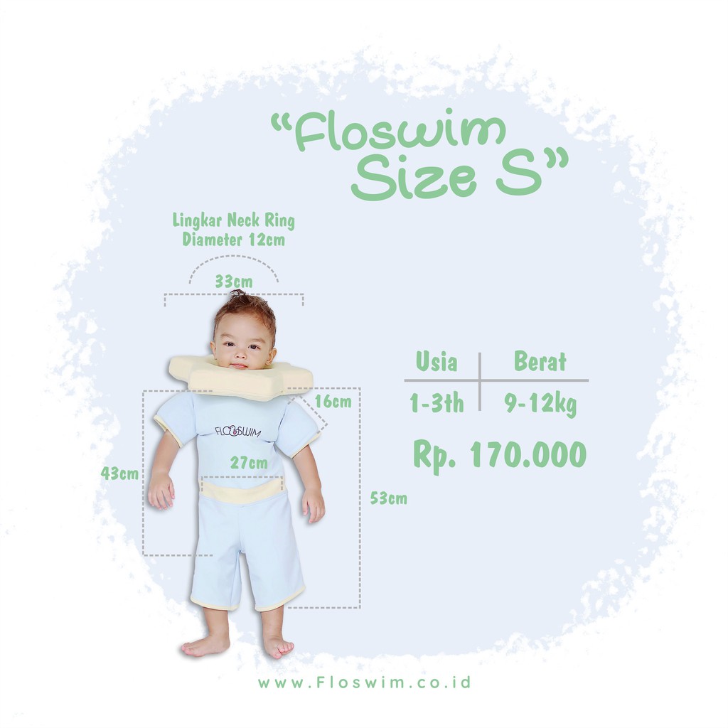 CuddleMe FloSwim Neck Ring Standar - Size S - Floating Swimsuit - Baju Renang Pelampung Anak