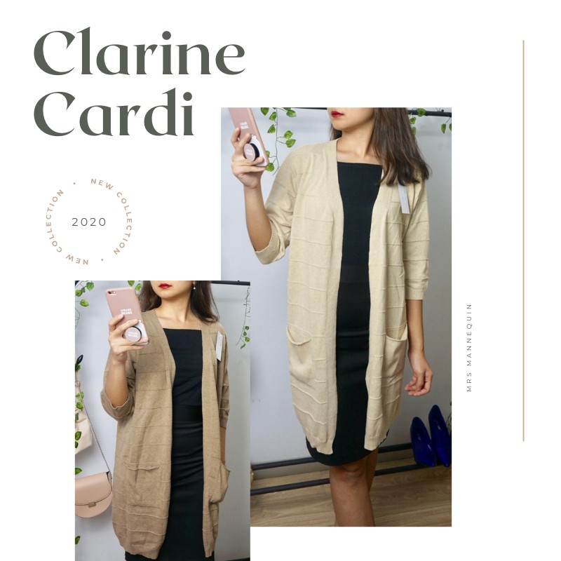 CLARINE LONG CARDI/CARDIGAN KOREA PANJANG KANTUNG BESAR JUMBO RAJUT IMPORT PREMIUM