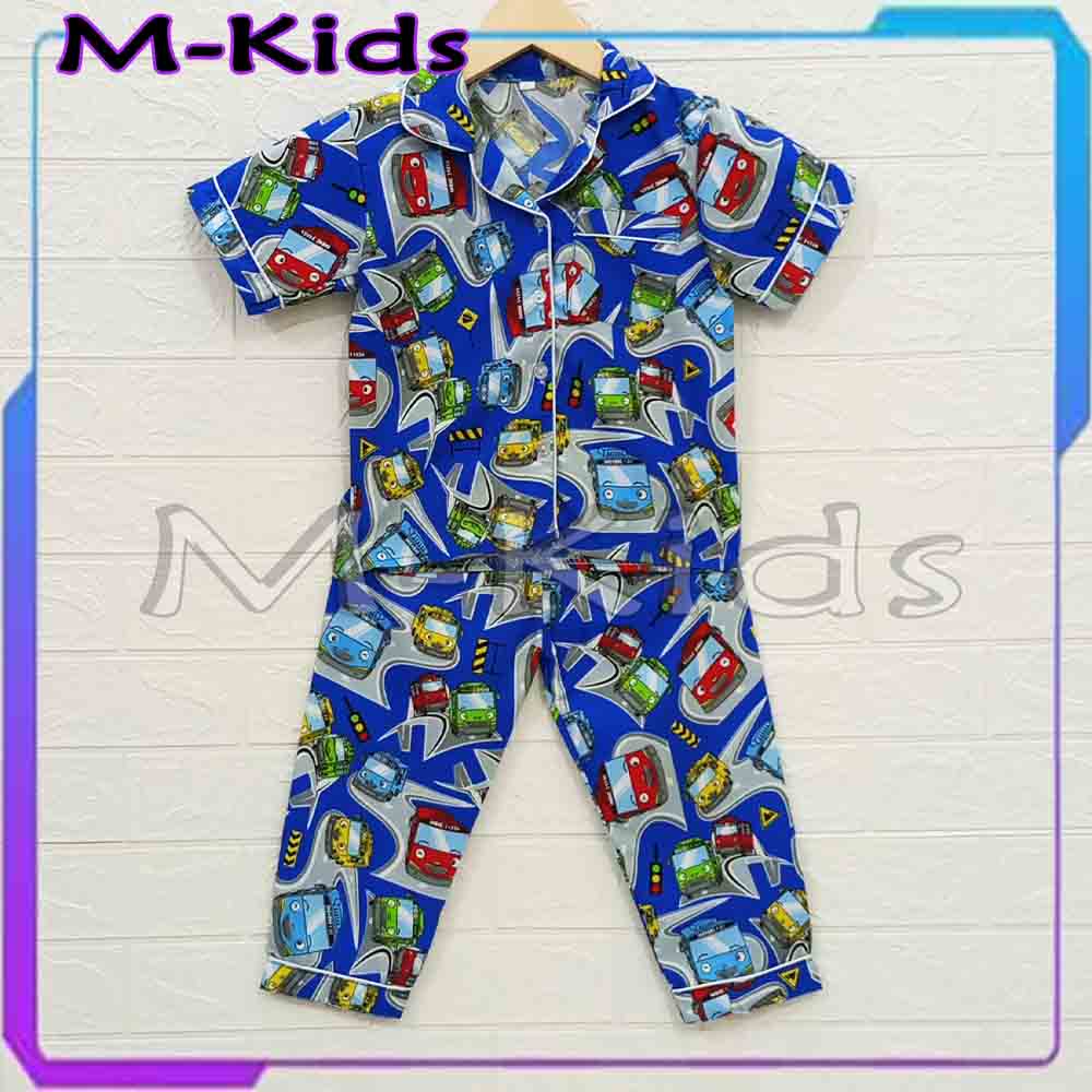 MKids88 - Baju Tidur Setelan PIYAMA Anak Katun CP Motif Tayo