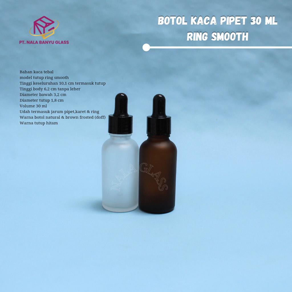 BOTOL PIPET 30ML KACA FROSTED /BOTOL SERUM 30ML RING HITAM SMOOTH