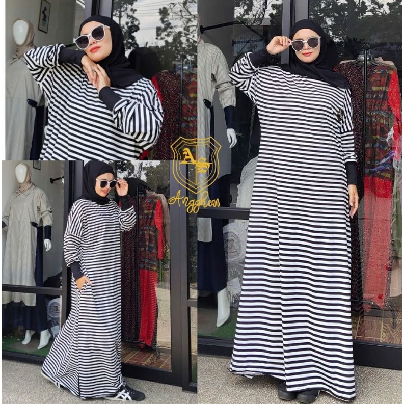 [BISA COD] BISA JUMBO - OVER SIZE STRIPES MAXI BEST SELLER ORI 100% BERLABEL REAL PICT BY ANGGHEAN/GAMIS INJI / GAMIS JUMBO BAHAN BERKUALITAS NYAMAN DIPAKAI