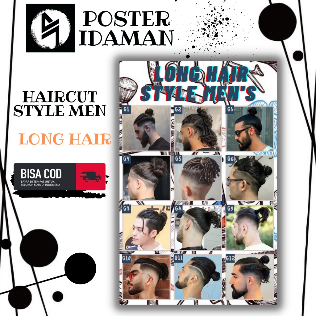 POSTER IDAMAN  - poster pangkas rambut pria 2022 LONG HAIR - poster pangkas rambut terbaru ANAK MUDA