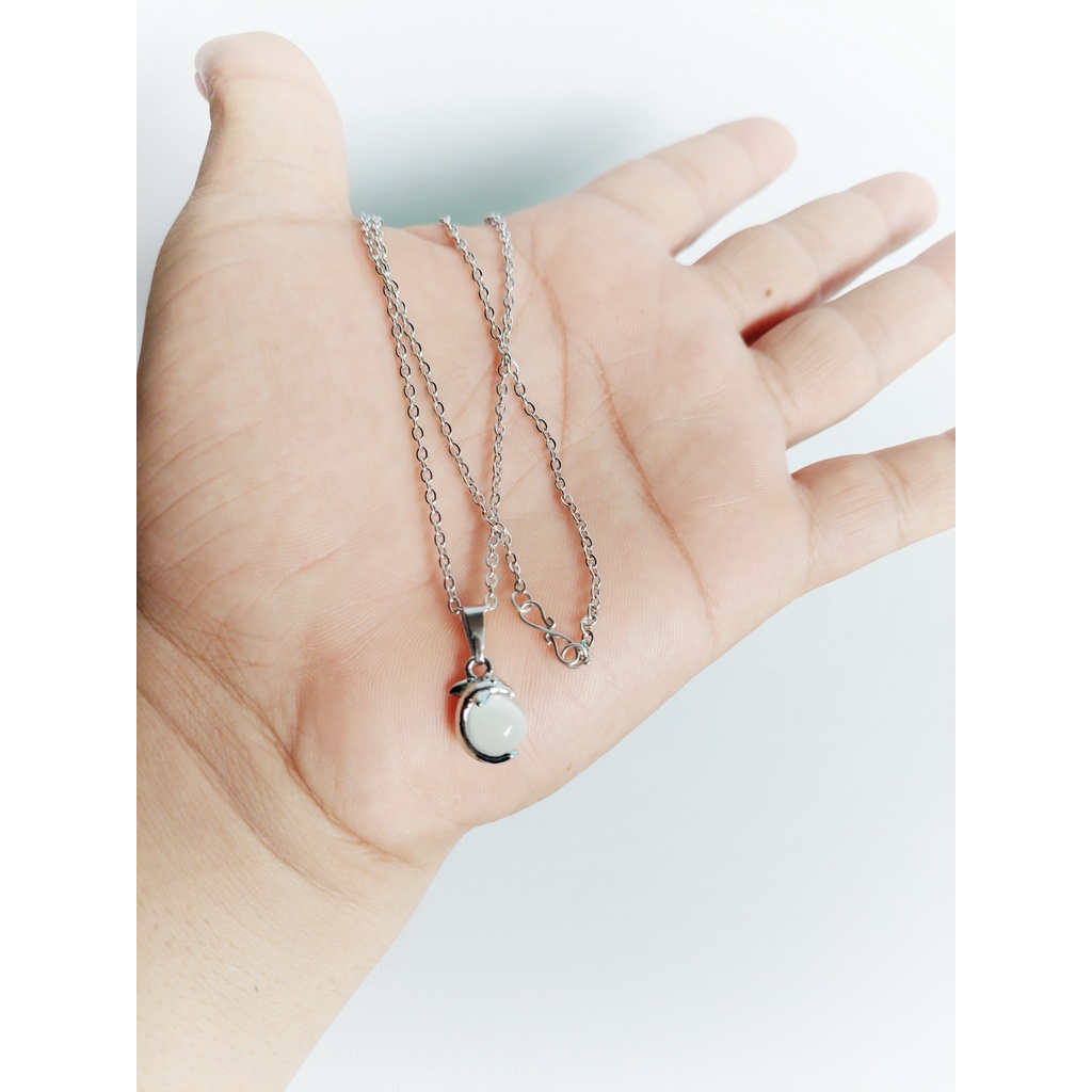 RNL kalung baja / monel original dengan liontin rhodium
