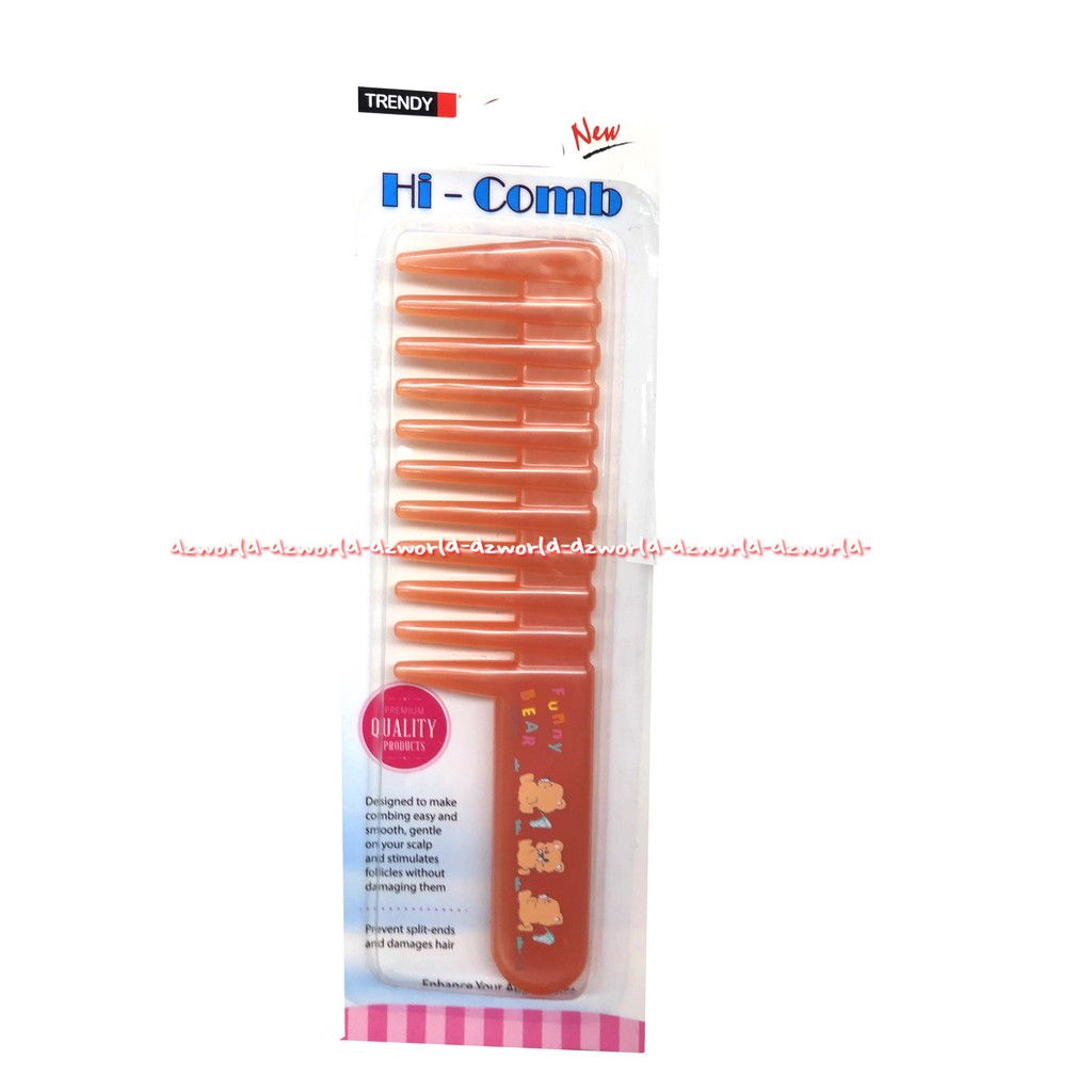 Trendy Hi-Comb Sisir Kecil Gigi Jarang Trendi Orange Hijau Dengan Tangkai Pegangan Comb With Handle Trendy Hi Comb Trendi