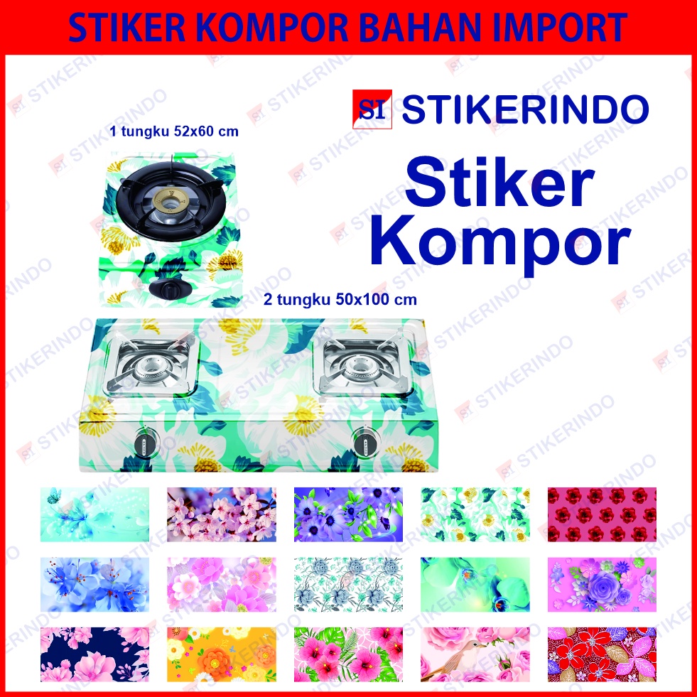 Sticker Stiker Kompor 1 Tungku dan 2 Tungku Motif Bunga 3