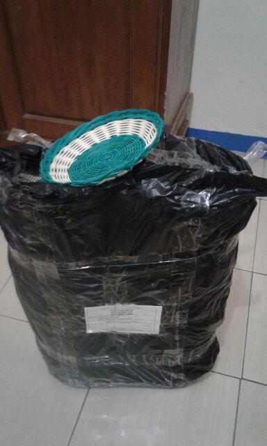 Piring Warna Hijau Rotan Asli - Piring Rotan Hijau Bahan Rotan - Piring Berwarna Ijo Asli Rotan