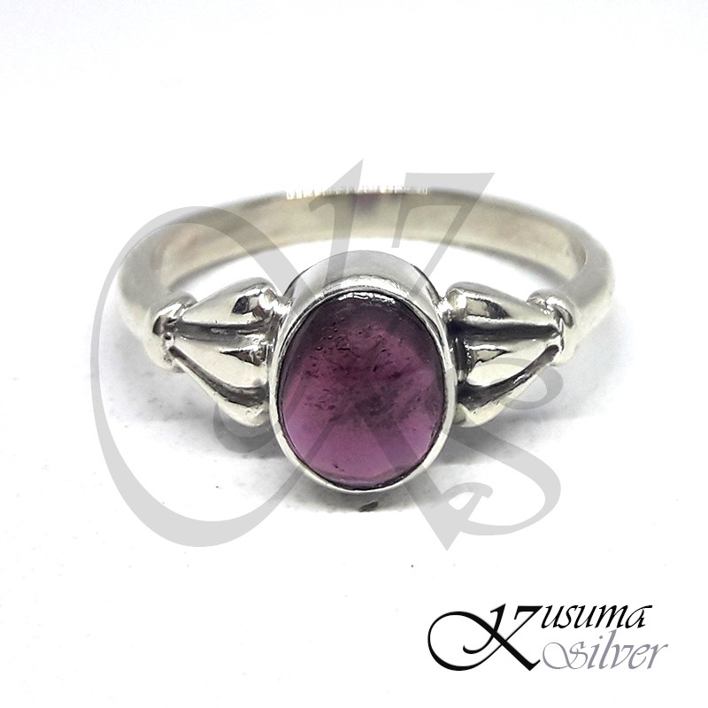 Cincin Ring Perak Silver Bali Batu Oval Sirip Ungu Asli 925 Pria Laki Wanita Keren Elegan Custom