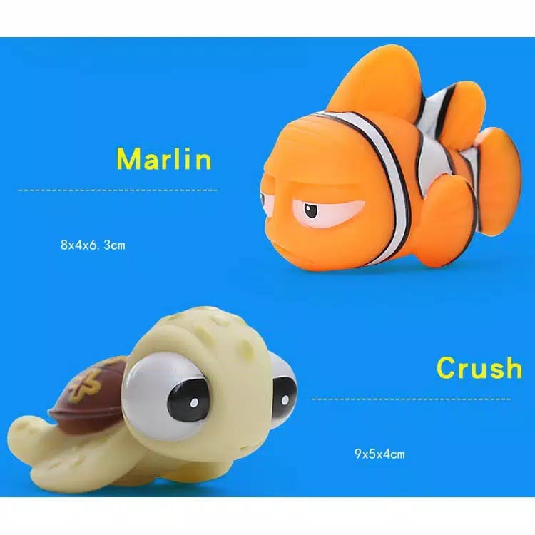 HZ Mainan Mandi Anak Ikan Karet Nemo Karet Semprot Air Mainan Karet Ikan Nemo Dori