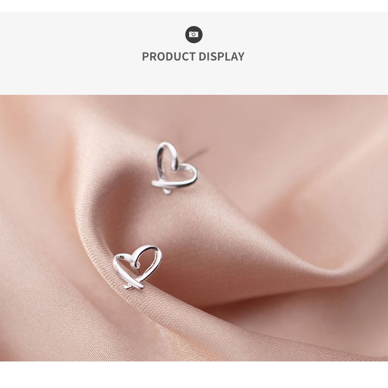 Anting Tusuk Sterling Silver 925 Desain Hati Kecil Untuk Wanita