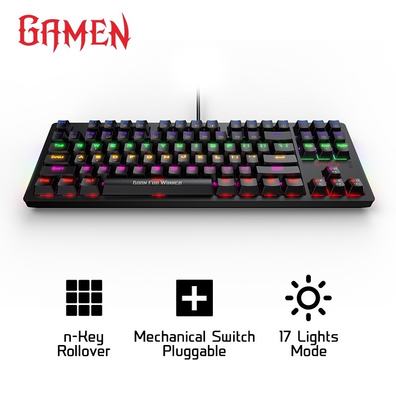 GAMEN Titan II Mechanical Pluggable Switch Blue Gaming Keyboard Wired Original - Garansi 1 Tahun