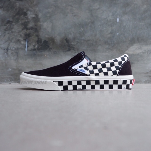 vans checkerboard sidewall slip on