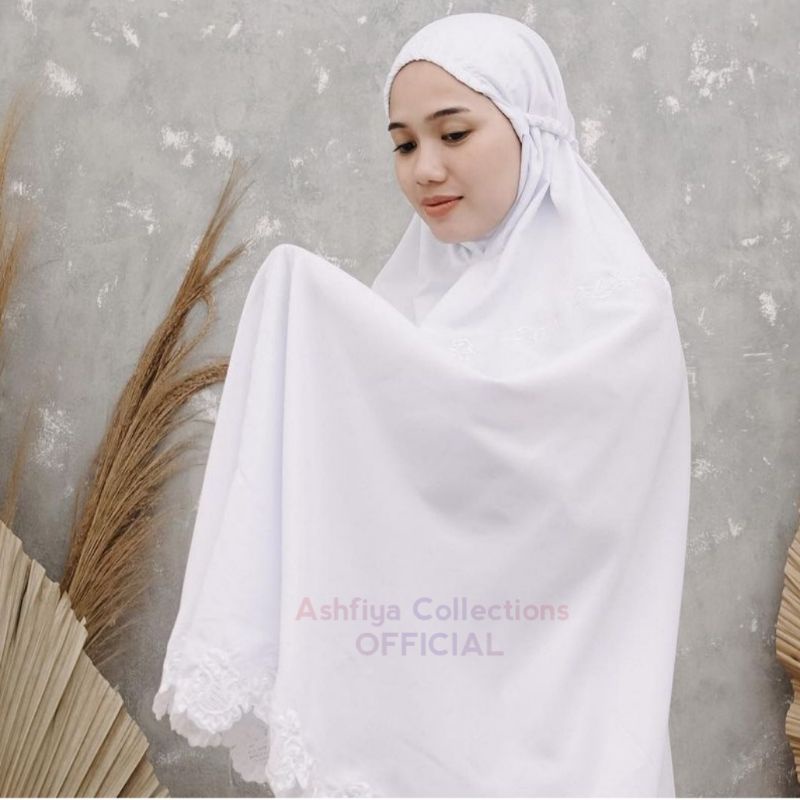 Mukena Putih Senada Dewasa Bordir Mewah Katun Mikro Komputer