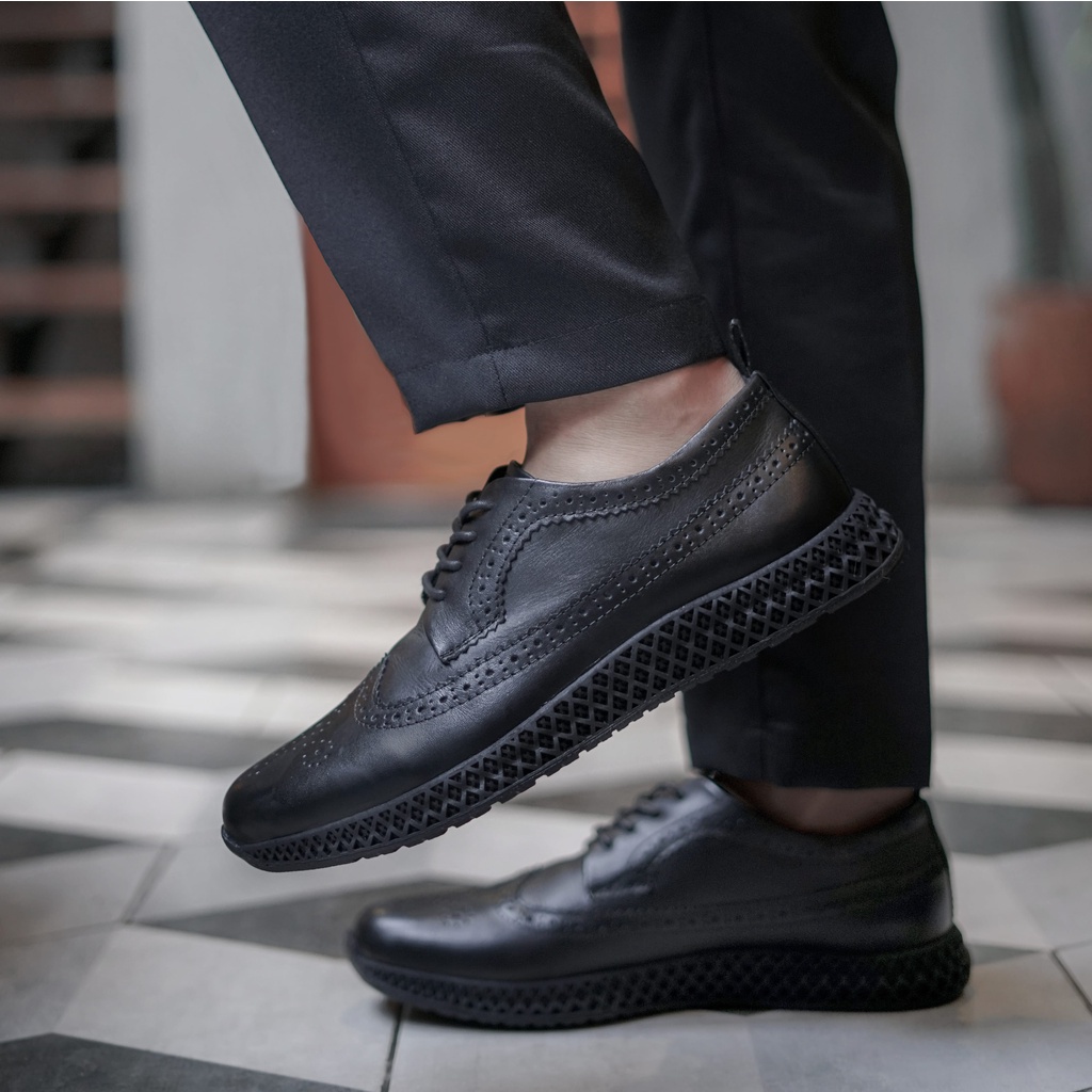 BRITISH 2.1 BLACK  (Kulit Asli) - Kenzios Sepatu Formal Pria Pantofel Kulit Asli Casual Kerja Kantor Pantopel Hitam Kasual Oxford Original