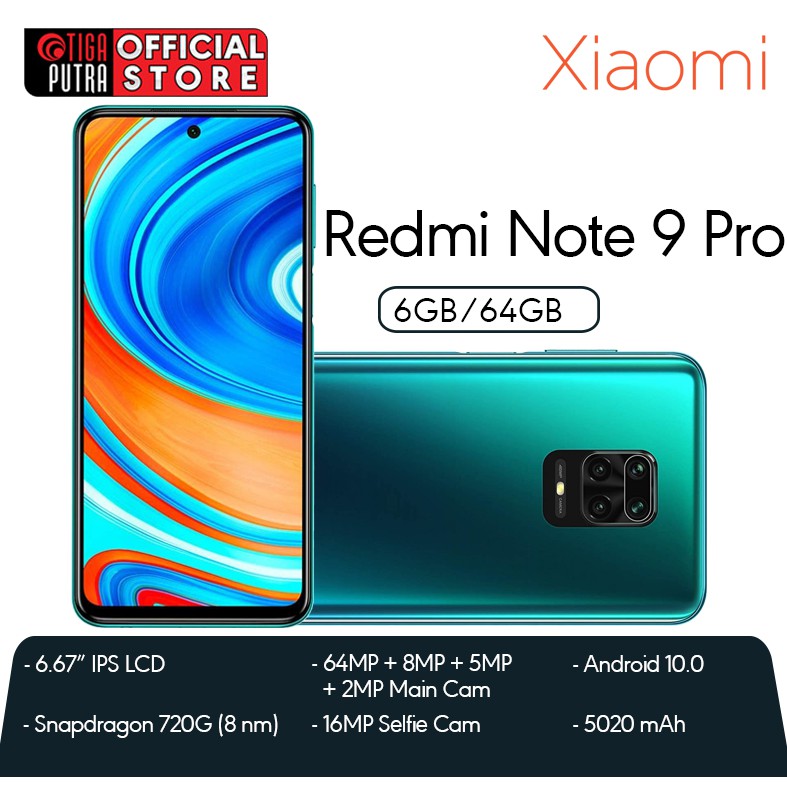 XIAOMI REDMI NOTE 9 PRO RAM 6GB INTERNAL 64GB GARANSI RESMI TAM