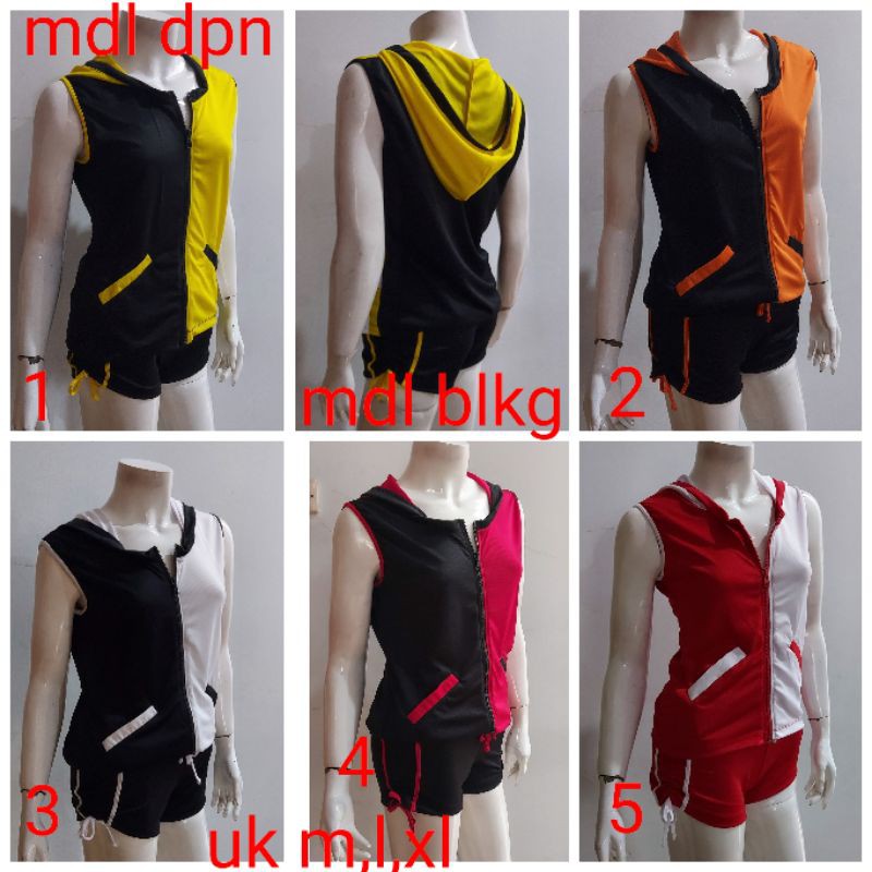 setelan baju senam wanita celana pendek senam