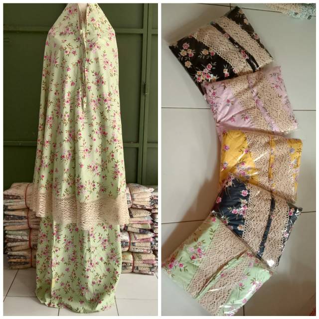 Mukena bahan katun Jepang bunga