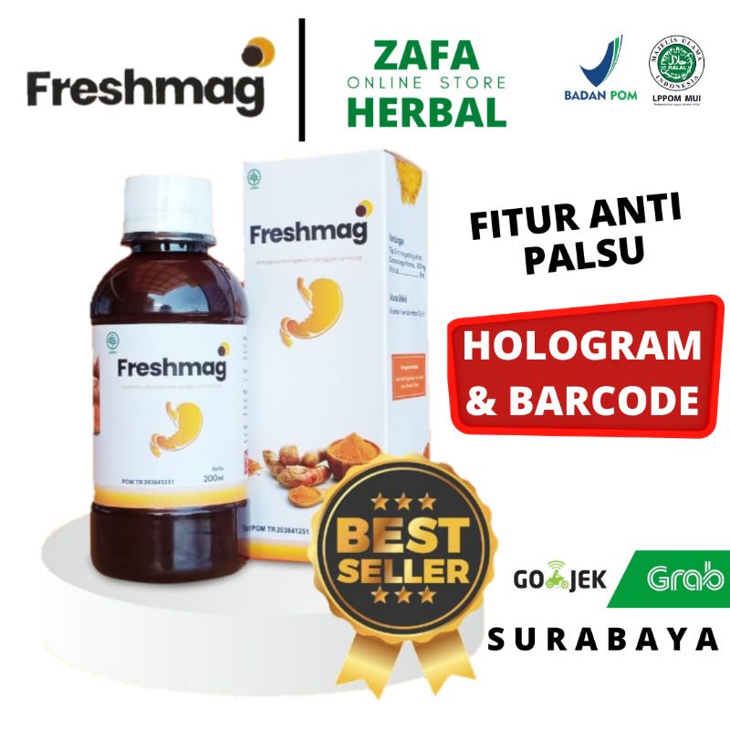 Freshmag Kemasan Baru ada Hologram Barcode Dijamin ASLI Madu Herbal Obat Asam Lambung Nyeri Sakit Ma