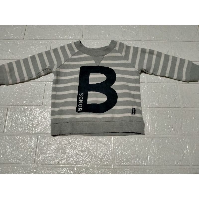 Preloved Sweater Bonds Baby Stripe Grey B Preloved Sweatshirt Bonds Baby Preloved Bonds Baby Sweater