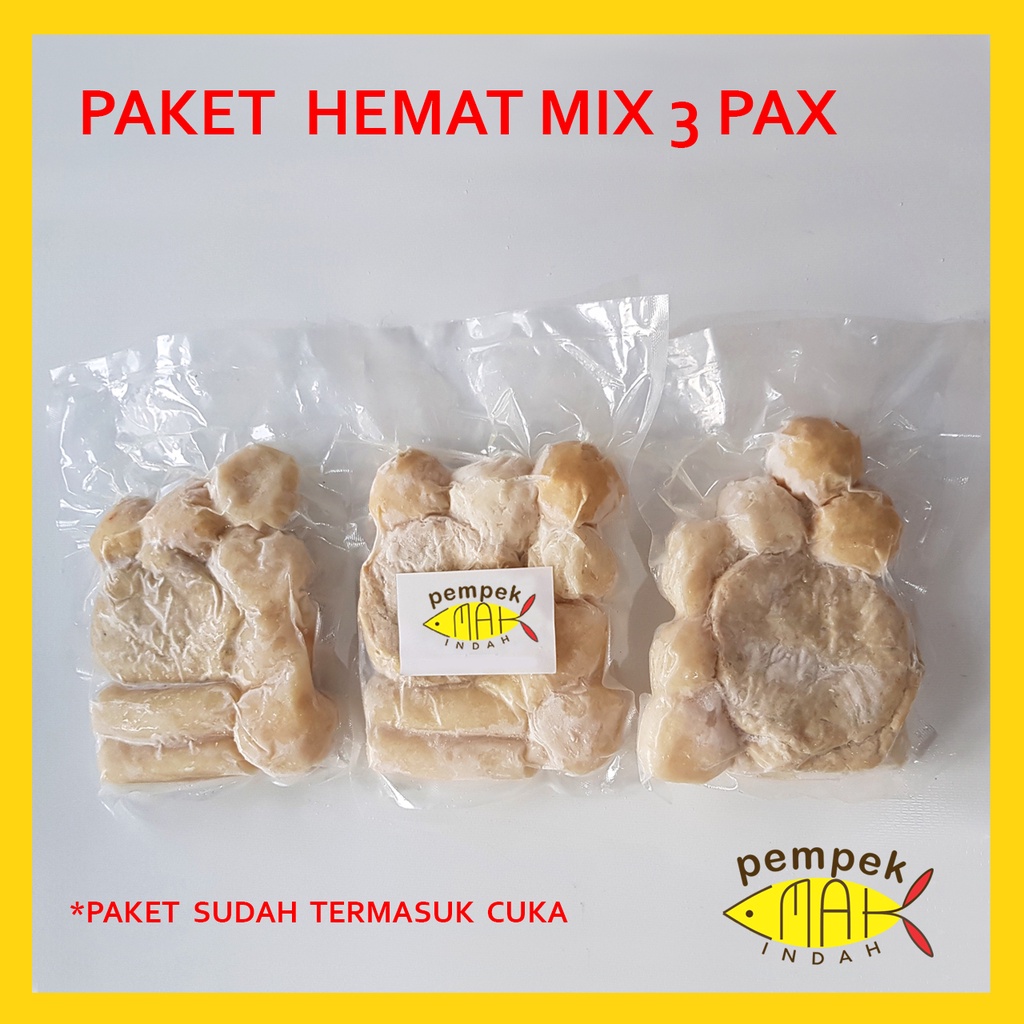 PEMPEK EMAK INDAH - PEMPEK MPENAK PALEMBANG ASLI IKAN TENGGIRI - Paket Hemat 3 Pax WAJIB PILIH VARIAN