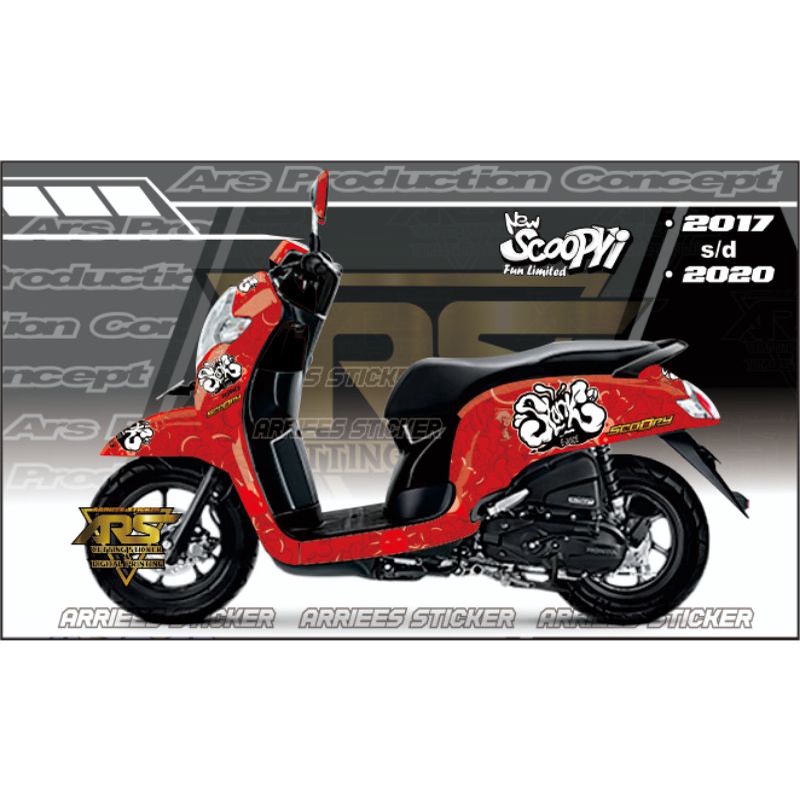 Decal Sticker Lis Variasi Scoopy Donat / Scoopy 2017 s/d 2020 Fullbody Custom Slank Liquid Poppies