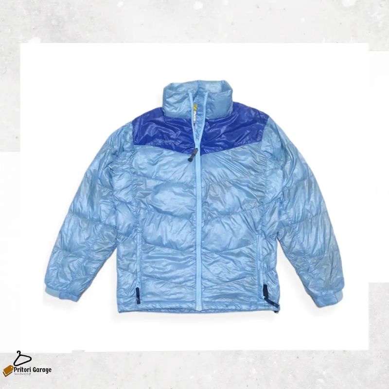 Windbreaker Outdoor Puffer Jacket Columbia Titanium Light Blue n Blue Colour Block Vintage