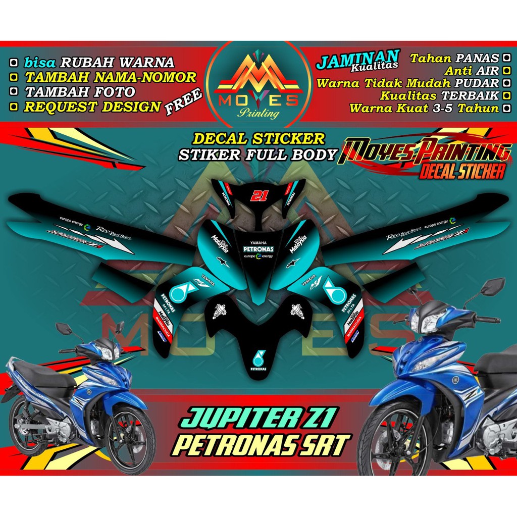 tersedia & cod.  decal motor yamaha jupiter z1 motif petronas decal stiker motor jupiter z1 full bod