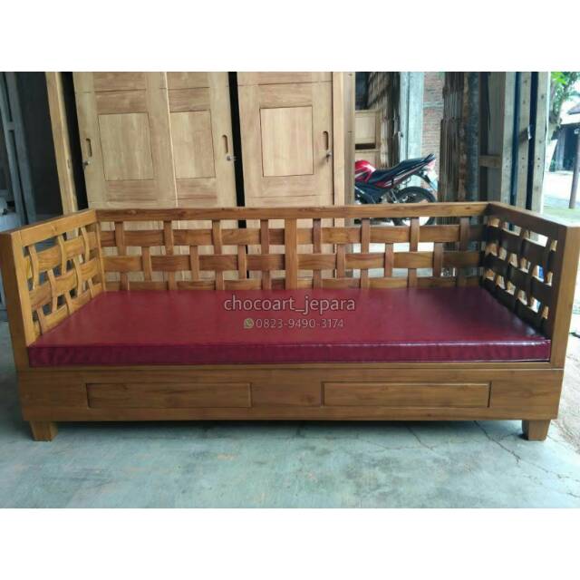 Bale - bale jati solid motif anyaman antique ( 2m )