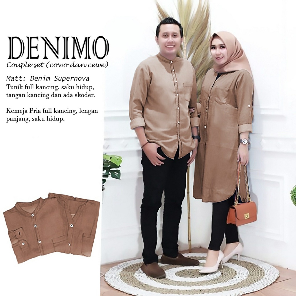 MA2218 Baju Atasan Couple Tunik Enimo 6WARNA / AC / Pakaian Pasangan / Kemeja Couple Lengan Panjang 