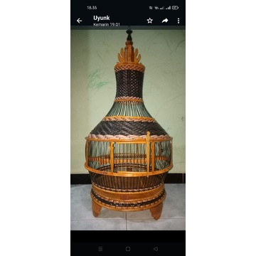 sangkar kurungan burung rotan rajut puter sintetis mahkota antik