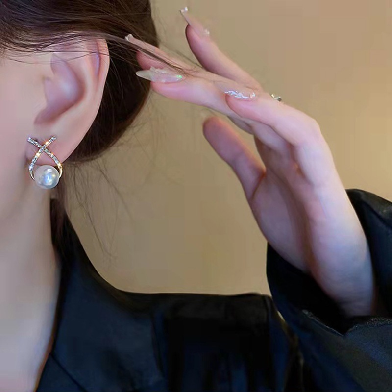 Anting Mutiara Bentuk Hati Motif Tulisan Gaya Retro Korea Untuk Wanita