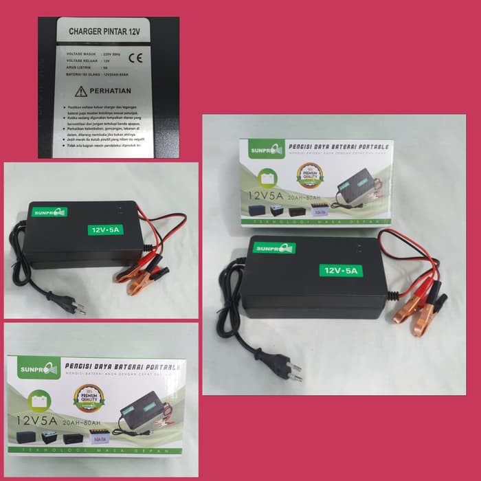 SUNPRO Battery Charger 5A DC12v/Alat cas aki mobil Motor