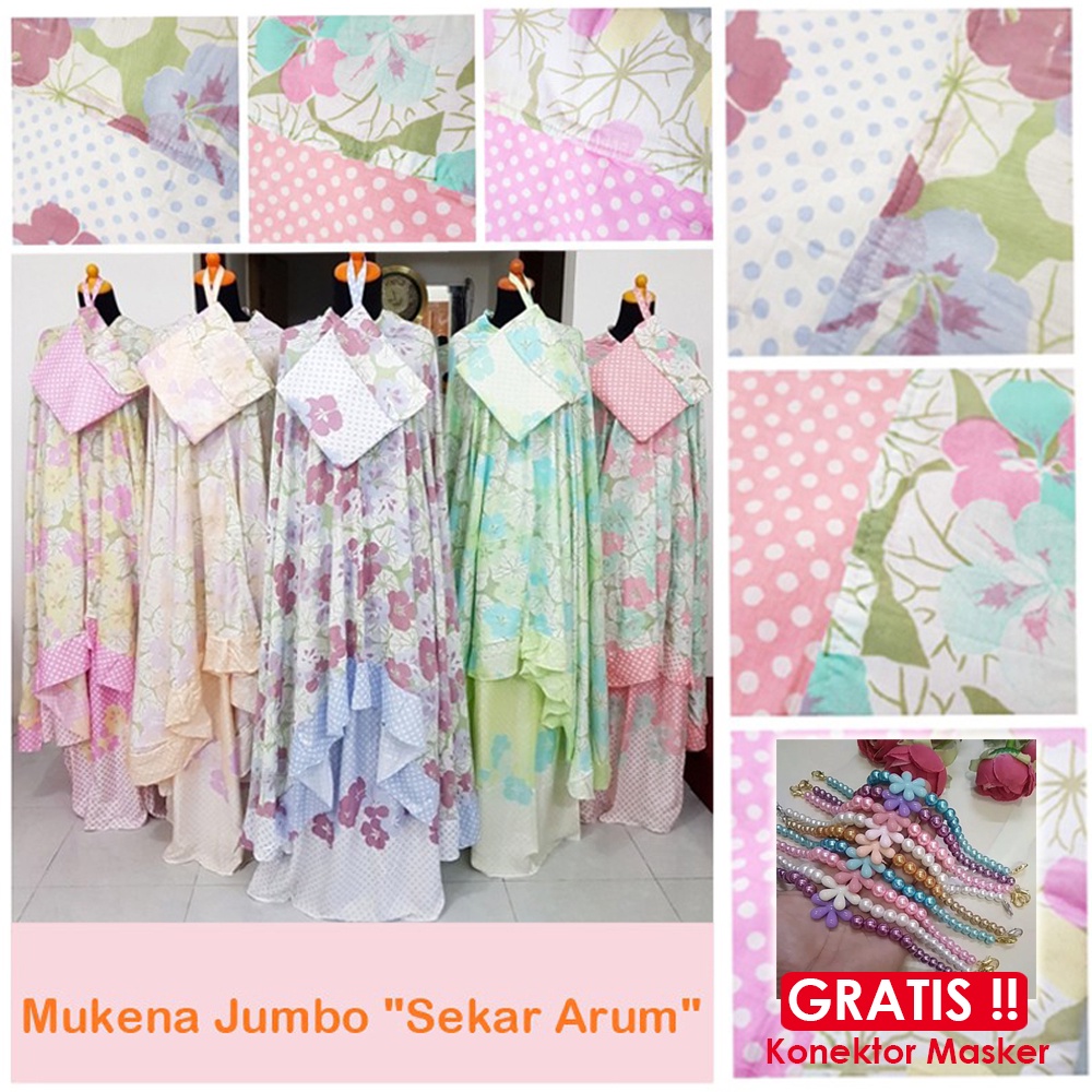 Mukena Dewasa Premium Bahan Rayon Motif Bunga Polkadot