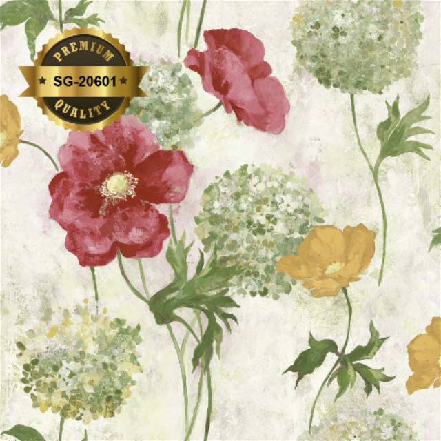 Wallpaper Vynil Murah 53cm x 10 m Bunga Shabby Minimalis Elegan