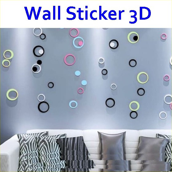 Wall Sticker 3D Bulat Lingkaran Wall Stiker 3D Wallsticker Dinding Wallpaper Dinding 3D Dekorasi