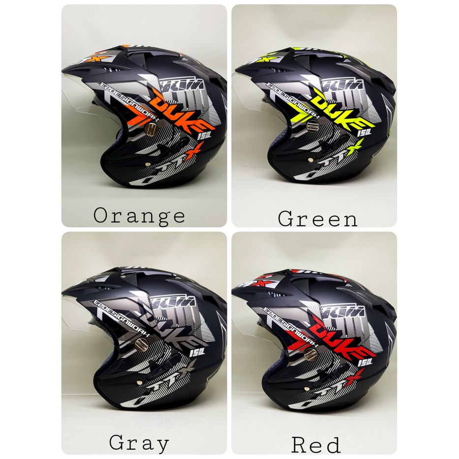 MNB288 Helm Helmet Helm double visor Duke DMN Black doff murah
