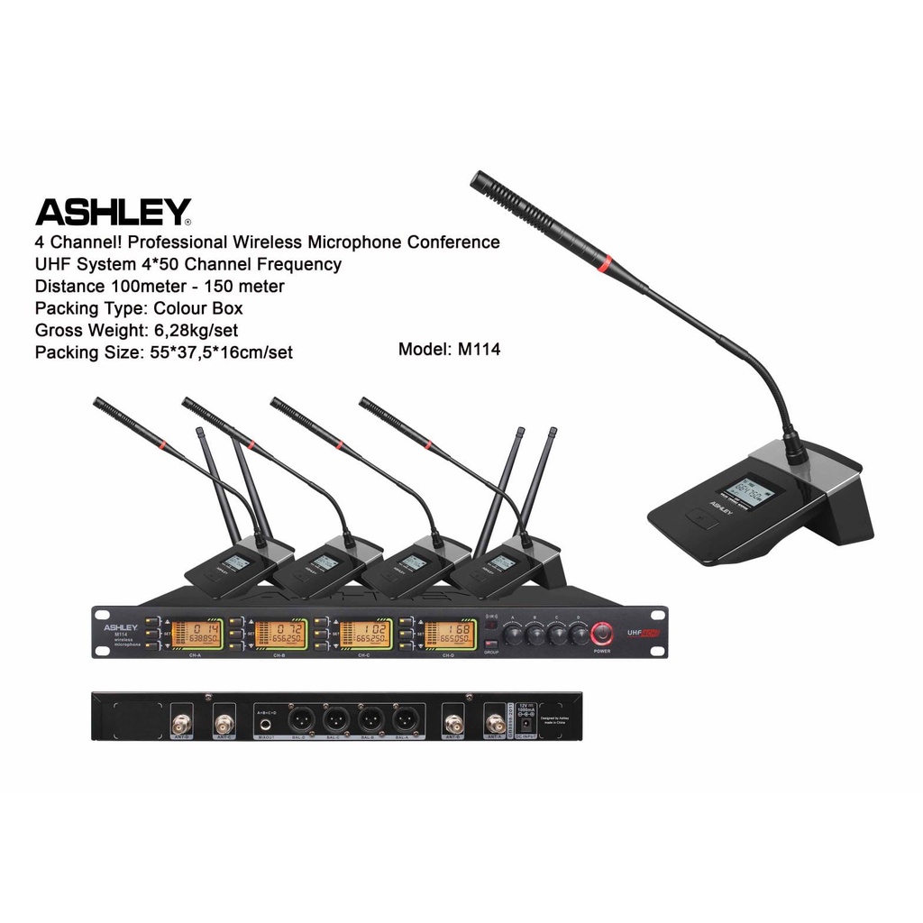 Jual MIC WIRELESS PODIUM / CONFERENCE ASHLEY M114 4BH MIC MEJA ( ORIGINAL ) Shopee Indonesia