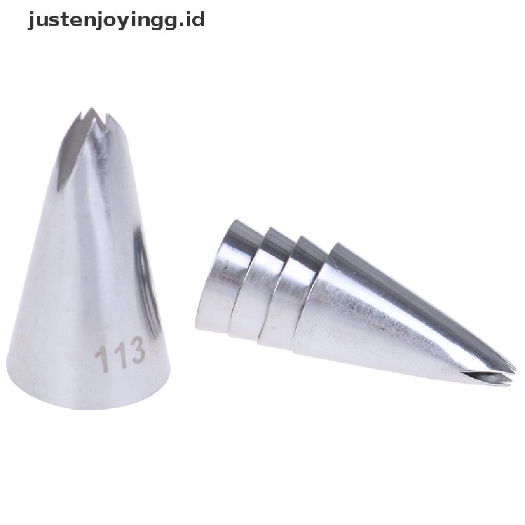 5pcs Nozzles Icing Piping Bentuk Daun Bahan Stainless Steel Untuk Dekorasi Kue Pastry