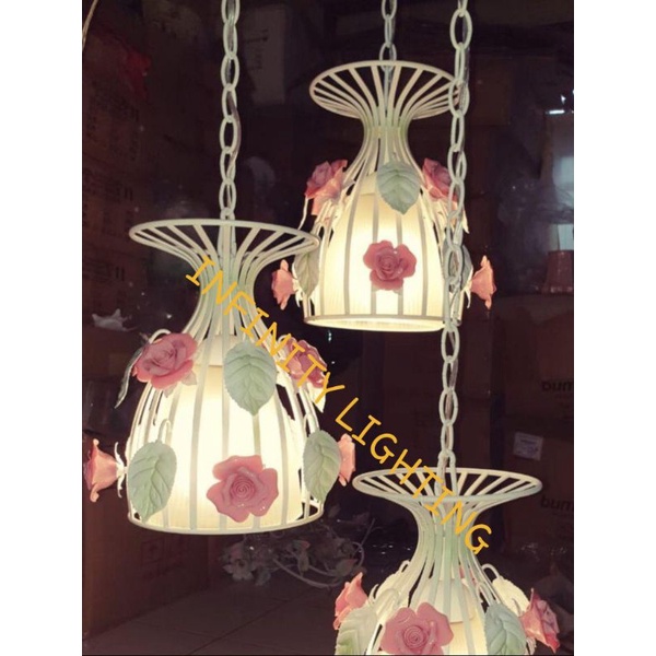 LAMPU GANTUNG SHABBY 3 LAMPU CANTIK