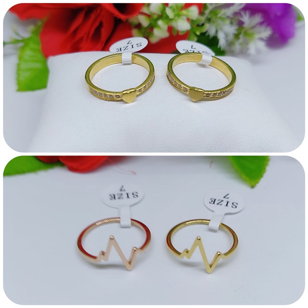 Cincin titanium permata perhiasan wanita jewelry 0287-0288