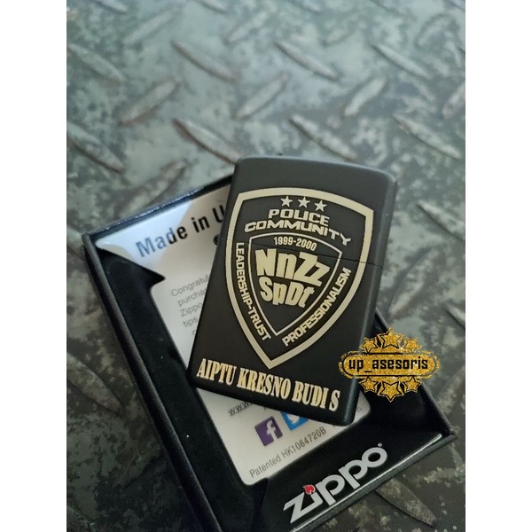 Korek Api Zippo Custom Logo Police Community 1999-2000 Souvenir Kado Koleksi Hadiah