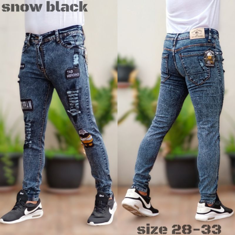 AMR Celana Pria Jeans Bikers Sobek Ripped