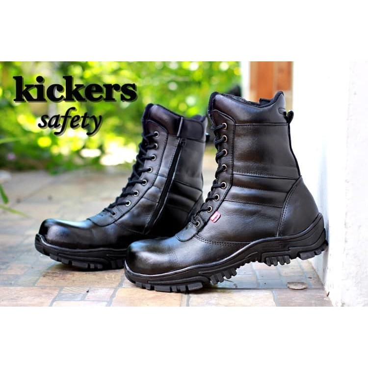 SEPATU PDL PDH Hitam Boots Safety Kickers Pria Boot POLRI TNI Satpam Satpol PP Touring Tracking GM01